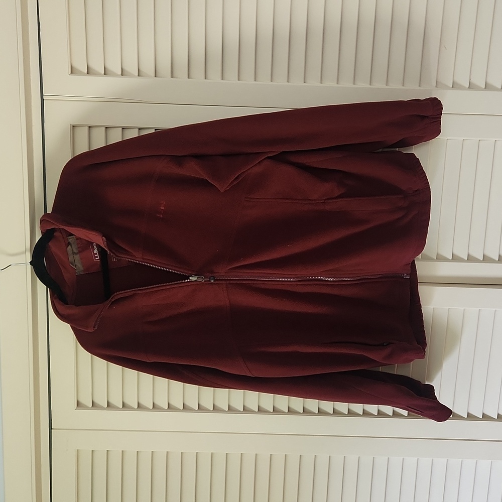 L.L. Bean Zip Up Burgundy Fleece XLT - Picture 1 of 8